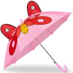Roze Polyester Relaxdays Kinderparaplu's met motief van Vlinder voor Meisjes 