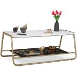 Relaxdays Salontafel, gouden metalen poten, 2 tafelbladen, decoratief, moderne woonkamertafel, HBT 42 x 110 x 55 cm, wit