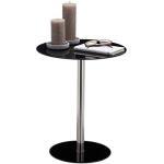Relaxdays, Zwarte ronde bijzettafel van glas en roestvrij staal, decoratieve loungetafel, h x b x d: 53 x 43 x 43 cm, standaard