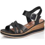 Zwarte Leren Remonte Sleehak sandalen Sleehakken  in 38 met Klittenbandsluitingen voor Dames 