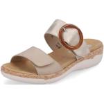 Beige Patent Leren Remonte Platte sandalen  voor de Zomer Sleehakken  in maat 41 met Hakhoogte 3cm tot 5cm met Klittenbandsluitingen voor Dames 