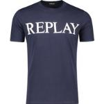 Donkerblauwe Replay T-shirts met ronde hals Ronde hals  in maat L voor Heren 