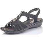 Zwarte Synthetische Rieker Platte sandalen  voor de Zomer  in maat 41 met Hakhoogte 3cm tot 5cm in de Sale voor Dames 
