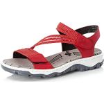 Rode Rieker Platte sandalen  voor de Zomer  in maat 36 met Hakhoogte 3cm tot 5cm met Klittenbandsluitingen voor Dames 