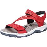 Rode Synthetische Rieker Platte sandalen  in 40 met Hakhoogte 3cm tot 5cm met Klittenbandsluitingen voor Dames 
