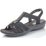 Klassieke Zwarte Rieker Platte sandalen  voor de Zomer  in maat 41 met Hakhoogte 3cm tot 5cm in de Sale voor Dames 