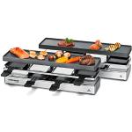 ROMMELSBACHER RC 1600 Raclette-grill (tafelgrill, voor 8 personen, uitbreidbaar, parkeerdek, gegoten aluminium grillplaat met Xylan Plus anti-aanbaklaag, 1460 W) zilver