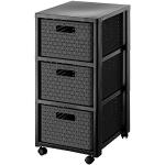 Rotho Country Rolcontainer met 3 lades in rotanlook, Kunststof (PP) BPA-vrij, antraciet, 3 x A4/18l (37.5 x 32.5 x 71.2 cm)