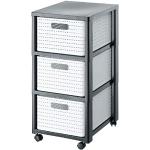 Rotho Country Rolcontainer met 3 lades in rotanlook, Kunststof (PP) BPA-vrij, wit, 3 x A4/18l (37.5 x 32.5 x 71.2 cm)
