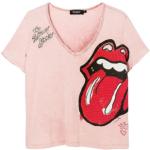 Roze Strass Desigual Rolling Stones T-shirts  in maat L met Strass voor Dames 