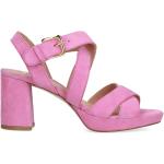 Roze Leren Sandalen hoge hak Blokhakken  in maat 42 in de Sale voor Dames 