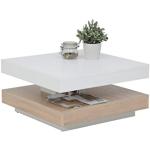 Apollo Salontafel woonkamertafel Andy, vierkant, houtmateriaal, tafelblad draaibaar 360°, wit/sonoma eiken, 67x67x35cm