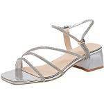 Sexy Zilveren Platte sandalen  voor de Zomer Naaldhakken  in 38 met Instap met Glitter voor Dames 