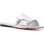Zilveren SANTONI Metallic Platte sandalen  in maat 37 met Gespsluiting in de Sale voor Dames 