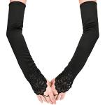 Zwarte Satijnen Vingerloze handschoenen  voor een Stappen / uitgaan / feest  in Onesize Sustainable voor Dames 