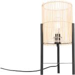Scandinavische Zwarte Bamboe Dimbare Qazqa E27 Led Tafellampen met motief van Bamboe in de Sale 