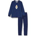 Middernachtsblauwe Badstoffen Schiesser Kinderpyjama sets  in maat 92 voor Jongens 