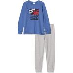 Schiesser Jongens Trein Knijp Pak Lange Tweedelige Pyjama, blauw (800), 92 cm