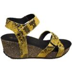 Gele Ca Shott Slangen print Sleehak sandalen Sleehakken  in maat 37 met Klittenbandsluitingen in de Sale voor Dames 