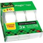 Scotch Magic Tape, Promo Pack, 2 rollen op handdispenser + 1 gratis, 19 mm x 7,5 m - algemeen gebruik plakband voor documentenreparatie, etikettering en afdichting