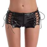Sexy Zwarte Patent Leren Hotpants  in maat S voor Dames 