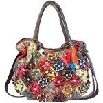 Casual Multicolored Koeienleren Bloemen Hobo tassen voor Dames 