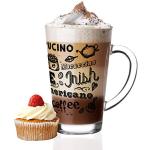 Sendez Glazen, voor latte macchiato, koffieopdruk, 300 ml, 6 stuks, 6 roestvrijstalen lepels