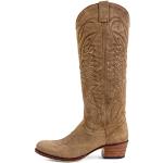 Sendra Boots 8840 Cowboylaarzen voor dames, met hak en ronde punt, beige, Bruin, 37 EU