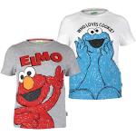 Sesame Street Cookie Monster And Elmo T-shirt twin pack, Kinderen, 80-122, Heather Grey, Officiële Koopwaar