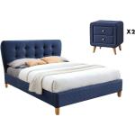 Middernachtsblauwe Houten Vente-unique Complete slaapkamers voor 2 personen 