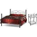 Set "slaapkamer" MARQUISE: Bed 180x200cm + 2 nachtkastjes - Metaal type smeedijzer