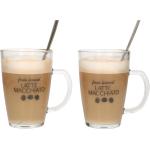 Transparante Glazen magnetronbestendige Excellent Houseware Latte macchiato glazen met motief van Koffie 