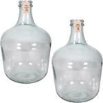 Set van 2x stuks luxe glazen karaf vaas/vazen 12 liter smalle hals 28 x 42 cm