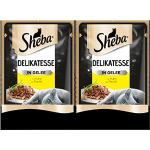 Sheba 410048 Delikatesse in gelei, hoogwaardig natvoer voor katten met fijne kip, in praktische portiezak, 24 x 85 g compleet voer