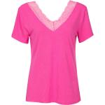 Roze Viscose Stretch Blouses met V-hals V-hals  in maat XL voor Dames 