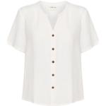 Witte Linnen Cream T-shirts V-hals  in maat S voor Dames 
