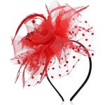 Rode Veren Stretch Bloemen Fascinators  voor een Valentijnsdag voor Dames 