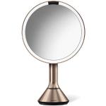 simplehuman Tafelblad Mount 8 inch ronde sensor make-up spiegel met touch-control dubbele lichtinstellingen, 5x vergroting, oplaadbaar en draadloos, roségoud roestvrij staal