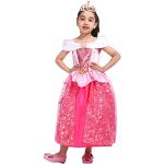 Sincere Party Meisjes Aurora Doornroosje Prinses Jurk met Tiara, Roze Prinses Kostuum 7-8 jaar