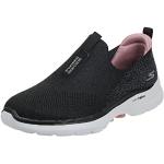 Skechers Go Walk 6 Glimmering Sneaker voor dames, Zwarte Textiel Roze Trim, 35 EU