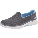 Skechers Dames Go Walk 6 Big Splash Sneaker, Medium, Grijze Textiel Blauwe Trim, 38.5 EU