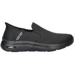 Zwarte Nylon Skechers Slip-on sneakers  in maat 45 met Hakhoogte tot 3cm met Instap voor Heren 