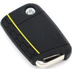 Sleutelhoes VB voor 3 toetsen autosleutel silicone cover sleutelhoes etui beschermhoes (zwart geel)