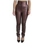 Paarse Polyester High waist Dolce & Gabbana Metallic Skinny pantalons  in maat XS Metallic in de Sale voor Dames 