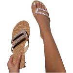 Bruine Strass Antislip Platte sandalen  voor een Bruiloft  voor de Zomer Sleehakken  in 38 met Glitter voor Dames 