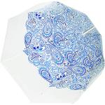 SMATI paraplu doorzichtig transparant met automatische paraplu (blauw paisleypatroon)