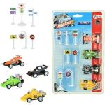 Speelgoed set met raceauto en verkeersborden -