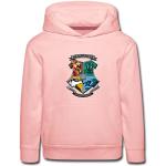 Spreadshirt® Harry Potter Hogwarts Logo Kinderen trui Premium met capuchon, 9-11 jaar, kristalroze