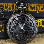 Steampunk Grijze Horloge Kettingen Ketting aangedreven met Quartz voor Heren 