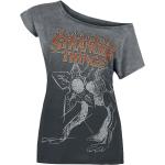 Grijze Stranger Things Effen T-shirts Ronde hals  in maat S voor Dames 